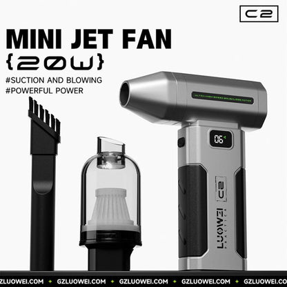 LUOWEI C2 Portable Rechargeable Ultra-High Hurricane Clean Dust Mini Jet Fan, LUOWEI C2