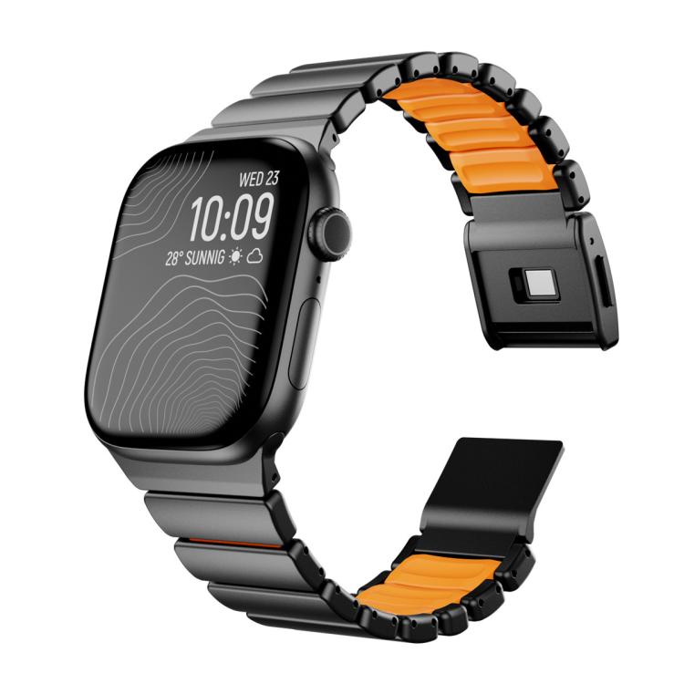Magnetic Norman Buckle Integrated One-bead Stainless Steel Watch Band, For Apple Watch 46mm / 49mm / 45mm / 44mm