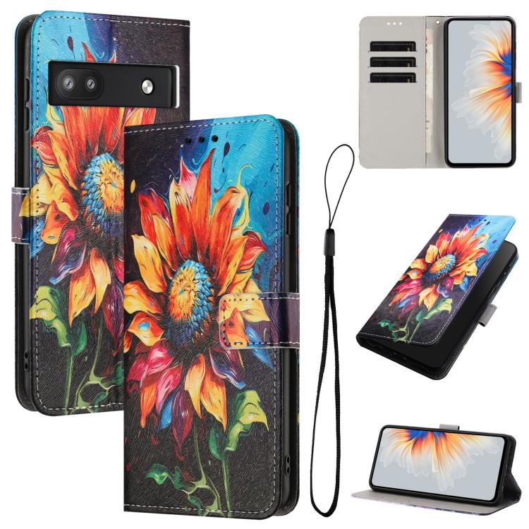 Color Drawing Pattern Leather Phone Case, For Google Pixel 6a