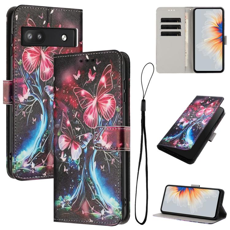 Color Drawing Pattern Leather Phone Case, For Google Pixel 6a