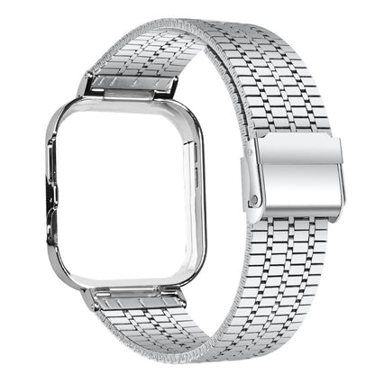 Metal Frame Integrated Seven Beads Buckle Stainless Steel Watch Band