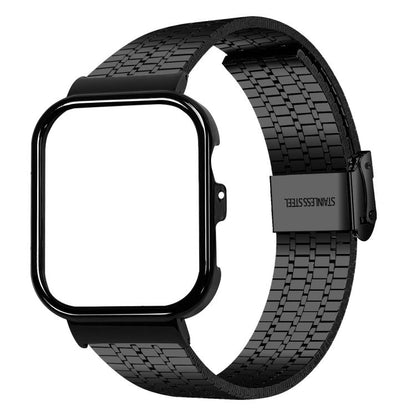 Metal Frame Integrated Seven Beads Buckle Stainless Steel Watch Band