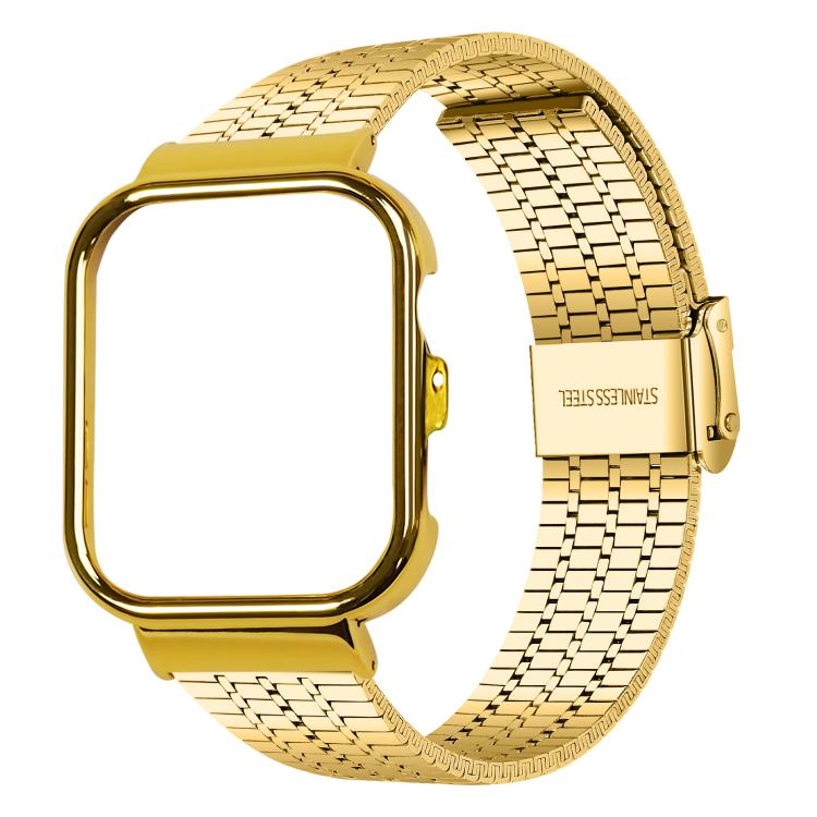 Metal Frame Integrated Seven Beads Buckle Stainless Steel Watch Band