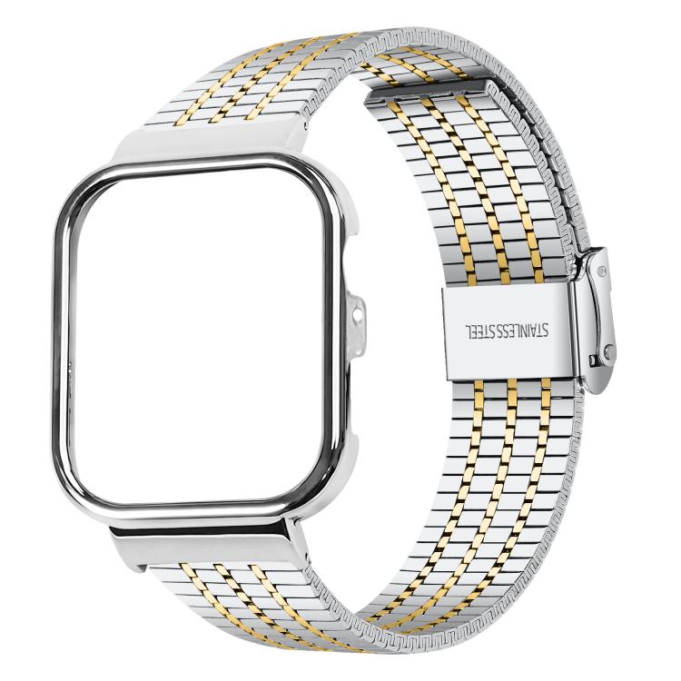Metal Frame Integrated Seven Beads Buckle Stainless Steel Watch Band