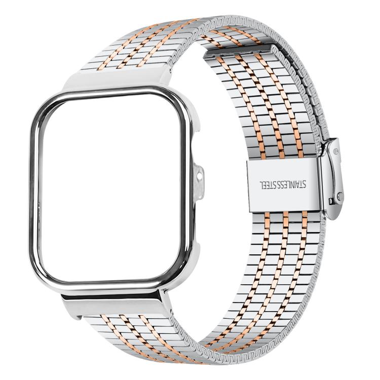 Metal Frame Integrated Seven Beads Buckle Stainless Steel Watch Band