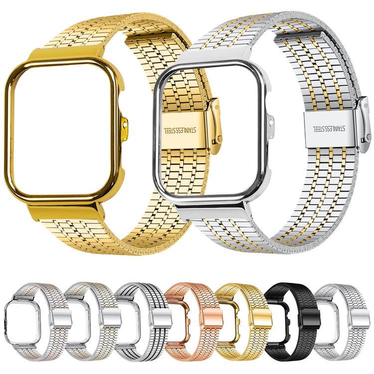 Metal Frame Integrated Seven Beads Buckle Stainless Steel Watch Band
