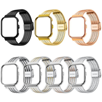 Metal Frame Integrated Seven Beads Buckle Stainless Steel Watch Band