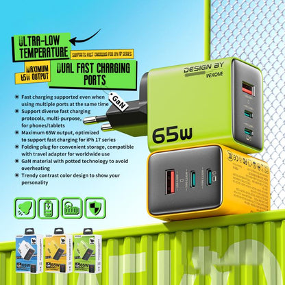 WK WP-U45 Keylour 65W Type-Cx2, USB GaN Charger
