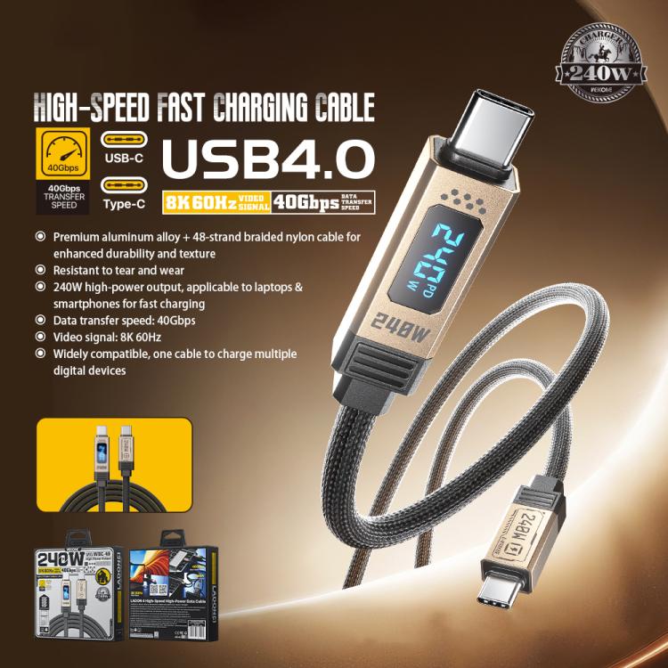 WK WDC-49 240W Type-C to Type-C Ladon 4 High-speed Data Cable, Length: 1.2m