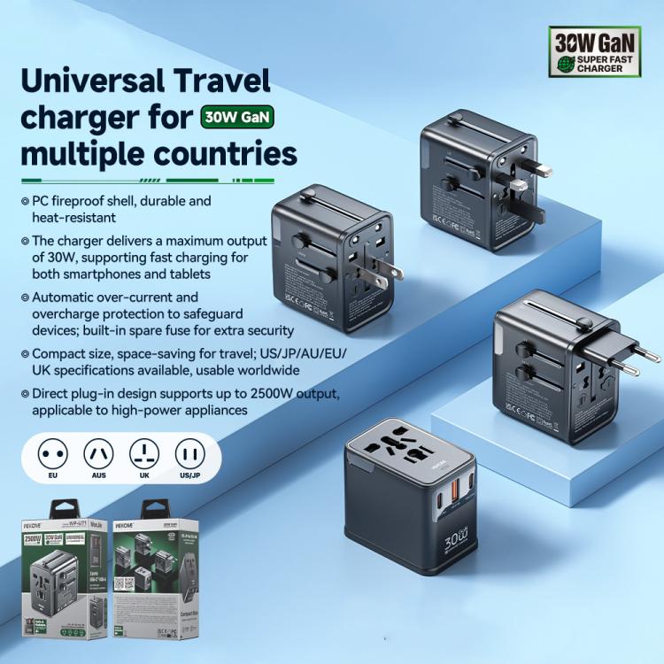 WK WP-U71 30W GaN Three-Port Universal Travel Charger