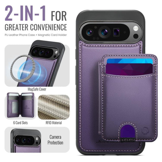 JEEHOOD J10 Flip Card Bag MagSafe Split RFID Leather Phone Case, For Google Pixel 11 Pro XL, For Google Pixel 11 / 11 Pro, For Google Pixel 10a, For Google Pixel 10 Pro XL, For Google Pixel 10 / 10 Pro, For Google Pixel 9a, For Google Pixel 9 Pro XL   ...