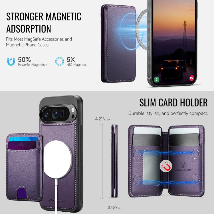 JEEHOOD J10 Flip Card Bag MagSafe Split RFID Leather Phone Case, For Google Pixel 11 Pro XL, For Google Pixel 11 / 11 Pro, For Google Pixel 10a, For Google Pixel 10 Pro XL, For Google Pixel 10 / 10 Pro, For Google Pixel 9a, For Google Pixel 9 Pro XL   ...