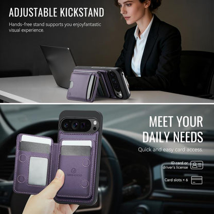 JEEHOOD J10 Flip Card Bag MagSafe Split RFID Leather Phone Case, For Google Pixel 11 Pro XL, For Google Pixel 11 / 11 Pro, For Google Pixel 10a, For Google Pixel 10 Pro XL, For Google Pixel 10 / 10 Pro, For Google Pixel 9a, For Google Pixel 9 Pro XL   ...