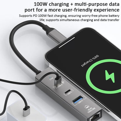 TYS-206C Type-C to 1000M RJ45 USB-A PD100W HUB Expand Converter