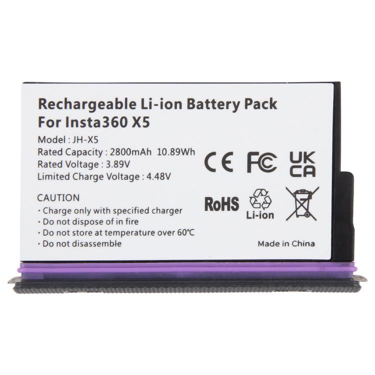JH-X5 For Insta360 X5 Action Camera Battery Pack 2800mAh, For Insta360 X5
