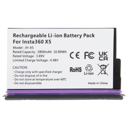 JH-X5 For Insta360 X5 Action Camera Battery Pack 2800mAh, For Insta360 X5