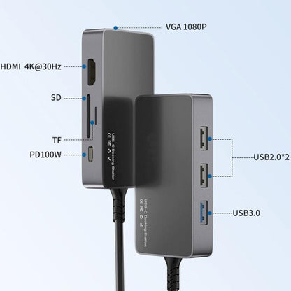 PD100W Type-C 8 in 1 HUB Docking Station