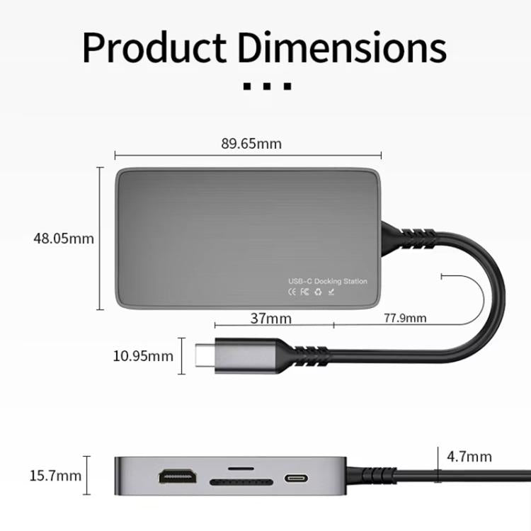 PD100W Type-C 8 in 1 HUB Docking Station