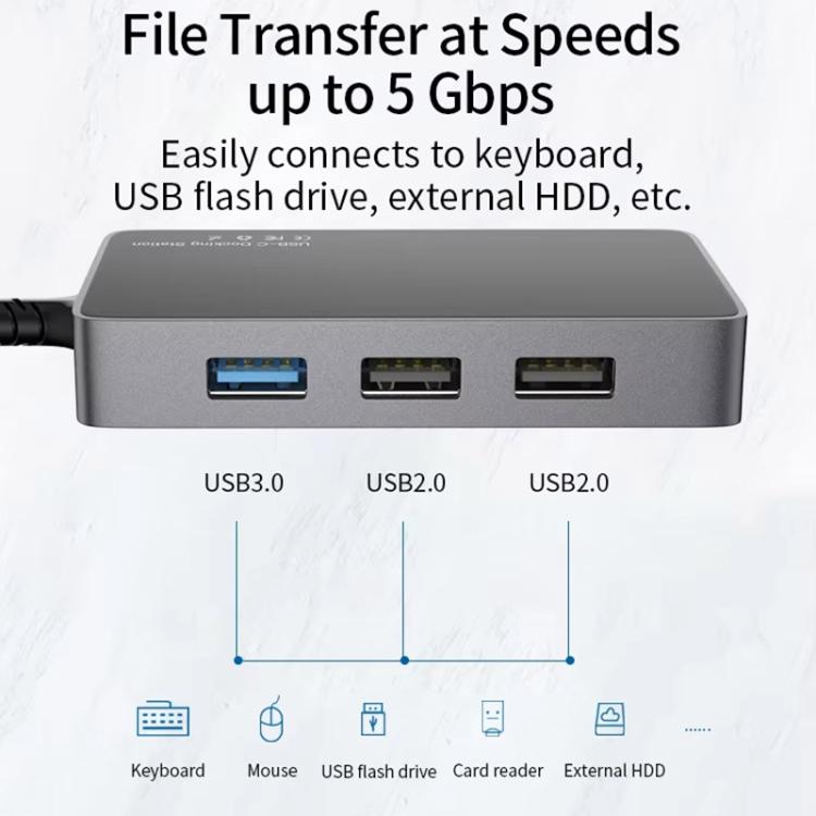 PD100W Type-C 8 in 1 HUB Docking Station