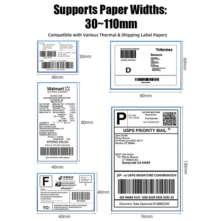 POS-9260 Thermal Label & Barcode Printer, AU Plug, EU Plug, US Plug, UK Plug