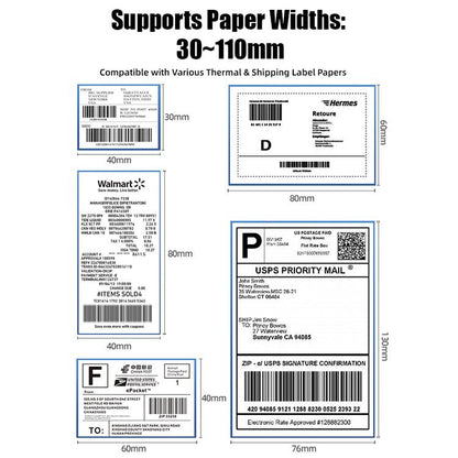 POS-9260 Thermal Label & Barcode Printer, AU Plug, EU Plug, US Plug, UK Plug