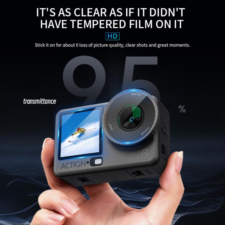 STARTRC 3 in 1 Lens Protector Front and Rear Screen Tempered Glass Films, For DJI Osmo Action 6