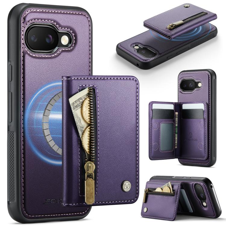 JEEHOOD J12 Exquisite RFID MagSafe Zipper Card Bag Phone Case, For Google Pixel 11 Pro XL, For Google Pixel 11 / 11 Pro, For Google Pixel 10a, For Google Pixel 10 Pro XL, For Google Pixel 9a, For Google Pixel 9 Pro XL, For Google Pixel 9 / 9 Pro
