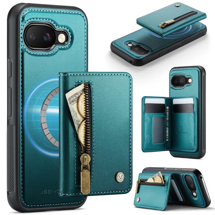 JEEHOOD J12 Exquisite RFID MagSafe Zipper Card Bag Phone Case, For Google Pixel 11 Pro XL, For Google Pixel 11 / 11 Pro, For Google Pixel 10a, For Google Pixel 10 Pro XL, For Google Pixel 9a, For Google Pixel 9 Pro XL, For Google Pixel 9 / 9 Pro