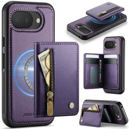 JEEHOOD J12 Exquisite RFID MagSafe Zipper Card Bag Phone Case, For Google Pixel 11 Pro XL, For Google Pixel 11 / 11 Pro, For Google Pixel 10a, For Google Pixel 10 Pro XL, For Google Pixel 9a, For Google Pixel 9 Pro XL, For Google Pixel 9 / 9 Pro