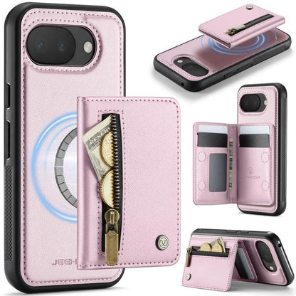 JEEHOOD J12 Exquisite RFID MagSafe Zipper Card Bag Phone Case, For Google Pixel 11 Pro XL, For Google Pixel 11 / 11 Pro, For Google Pixel 10a, For Google Pixel 10 Pro XL, For Google Pixel 9a, For Google Pixel 9 Pro XL, For Google Pixel 9 / 9 Pro