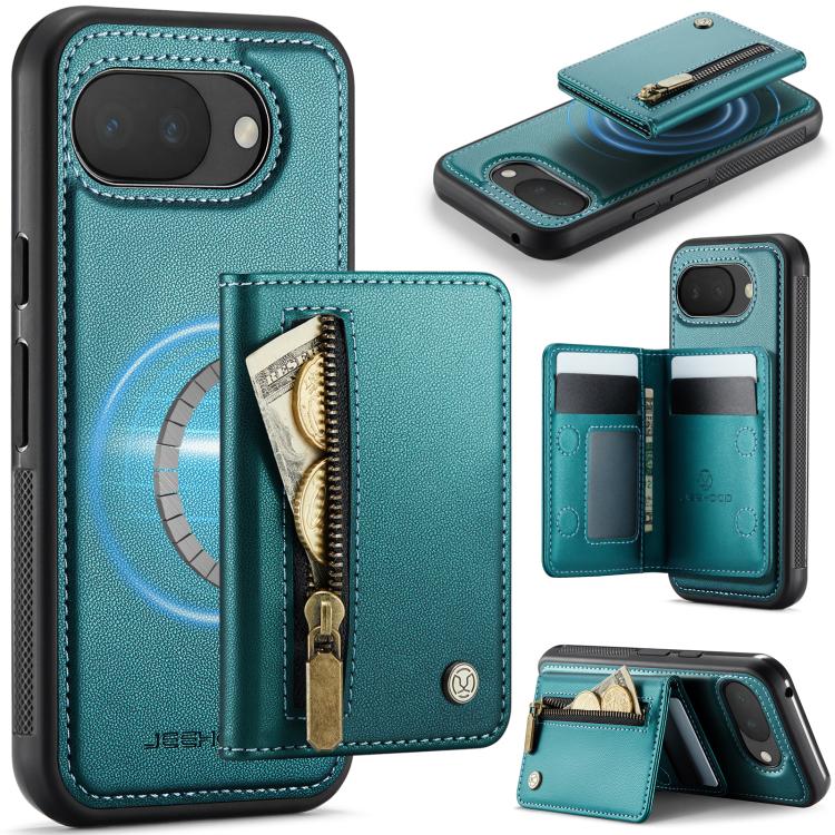 JEEHOOD J12 Exquisite RFID MagSafe Zipper Card Bag Phone Case, For Google Pixel 11 Pro XL, For Google Pixel 11 / 11 Pro, For Google Pixel 10a, For Google Pixel 10 Pro XL, For Google Pixel 9a, For Google Pixel 9 Pro XL, For Google Pixel 9 / 9 Pro