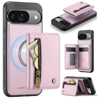 JEEHOOD J12 Exquisite RFID MagSafe Zipper Card Bag Phone Case, For Google Pixel 11 Pro XL, For Google Pixel 11 / 11 Pro, For Google Pixel 10a, For Google Pixel 10 Pro XL, For Google Pixel 9a, For Google Pixel 9 Pro XL, For Google Pixel 9 / 9 Pro