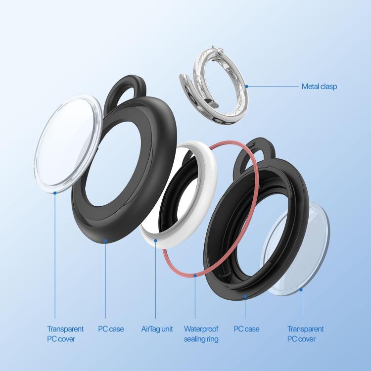 4pcs DUX DUCIS PC Keychain Locator Waterproof Protective Case, For AirTag 2nd Gen / AirTag 1st Gen