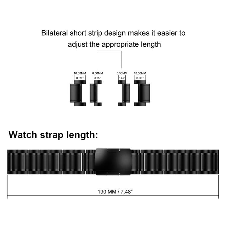 Five Beads Turtle Buckle Titanium Alloy Watch Band, 22mm