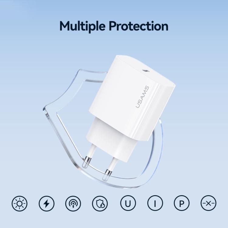 USAMS CC226 T65 PD20W USB-C / Type-C Single Port Fast Charger, EU Plug