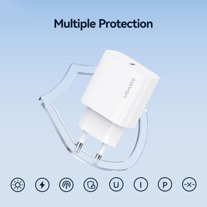 USAMS CC226 T65 PD20W USB-C / Type-C Single Port Fast Charger, EU Plug