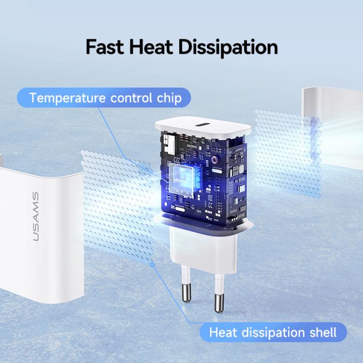 USAMS CC226 T65 PD20W USB-C / Type-C Single Port Fast Charger, EU Plug