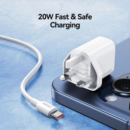 USAMS CC227 T65 PD20W USB-C / Type-C Single Port Fast Charger, UK Plug