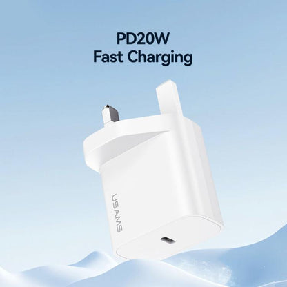 USAMS CC227 T65 PD20W USB-C / Type-C Single Port Fast Charger, UK Plug