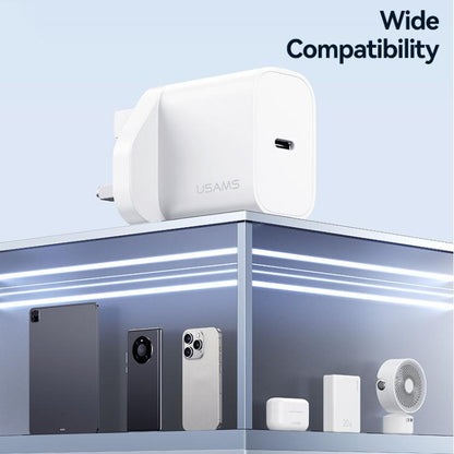USAMS CC227 T65 PD20W USB-C / Type-C Single Port Fast Charger, UK Plug