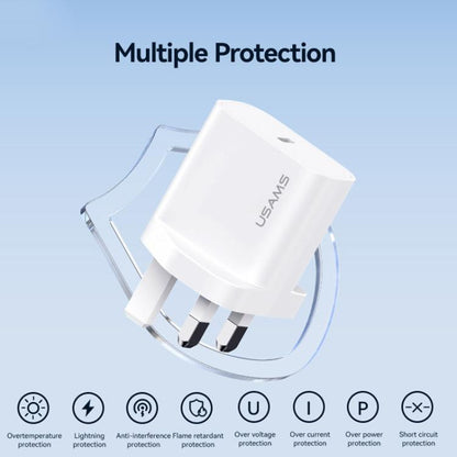 USAMS CC227 T65 PD20W USB-C / Type-C Single Port Fast Charger, UK Plug