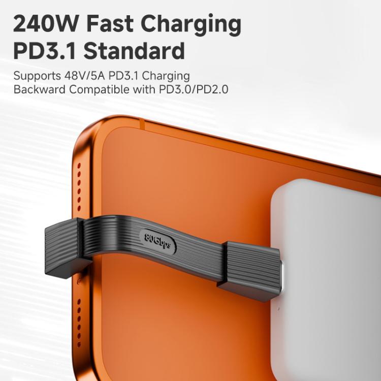 67mm 240W 8K 80Gbps Type-C to Type-C For Thunderbolt 4 Full Function Data Cable