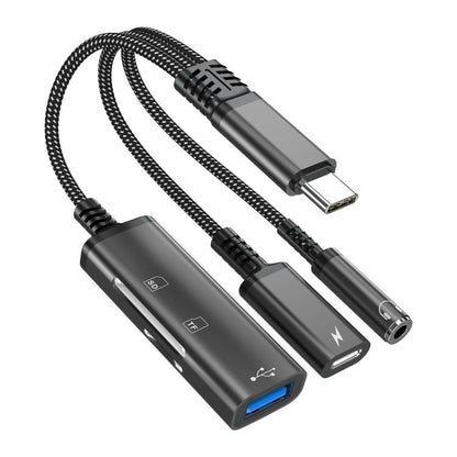 3 in 1 Type-C to USB+Type-C+3.5mm+TF+SD Multi-functional Charging Audio Transmission Adapter Cable