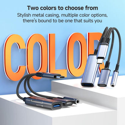 3 in 1 Type-C to USB+Type-C+3.5mm+TF+SD Multi-functional Charging Audio Transmission Adapter Cable