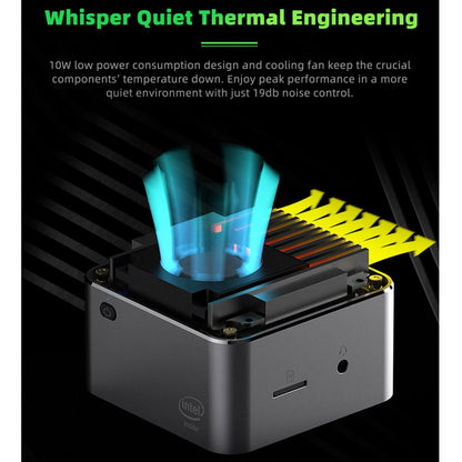 GMK NucBox Windows 10 System Mini PC, Intel Celeron J4125 Quad Core 64bit 14nm 2GHz-2.7GHz, Support WiFi & Bluetooth & RJ45,, 8GB+128GB,EU Plug