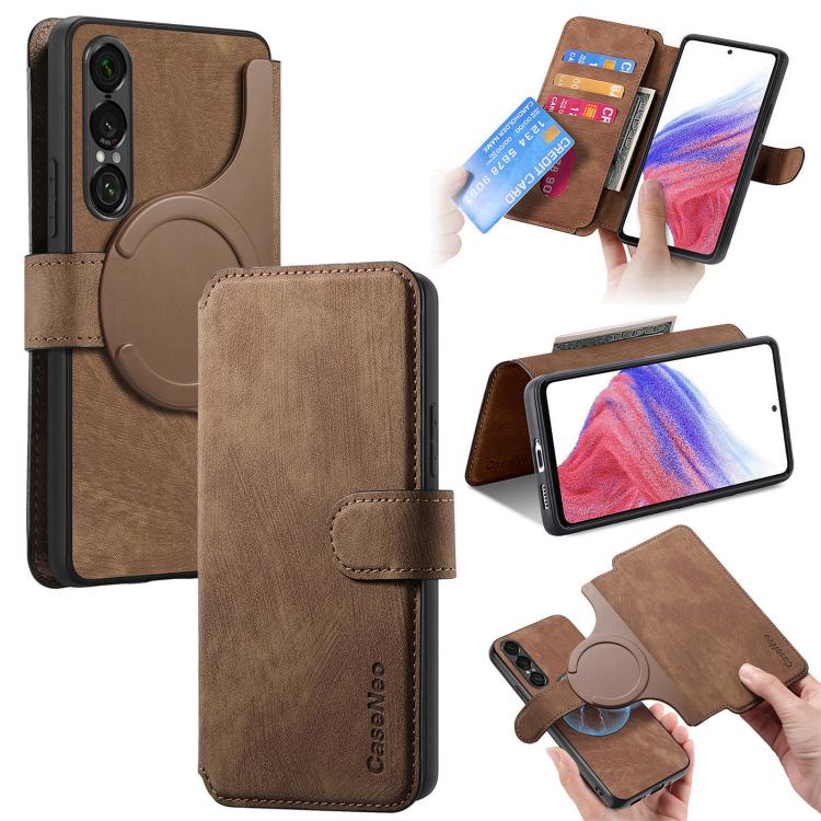 CaseNeo MagSafe RFID Anti-theft Retro Leather Phone Case, For Sony Xperia 1 VIII, For Sony Xperia 10 VII, For Sony Xperia 1 VII