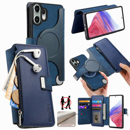 CaseNeo MagSafe RFID Anti-theft Zipper Wallet Retro Leather Phone Case, For Nothing CMF Phone 2 Pro, For Nothing Phone 3a