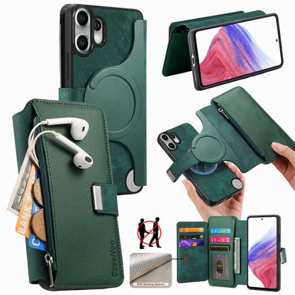 CaseNeo MagSafe RFID Anti-theft Zipper Wallet Retro Leather Phone Case, For Nothing CMF Phone 2 Pro, For Nothing Phone 3a
