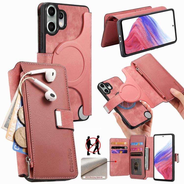 CaseNeo MagSafe RFID Anti-theft Zipper Wallet Retro Leather Phone Case, For Nothing CMF Phone 2 Pro, For Nothing Phone 3a