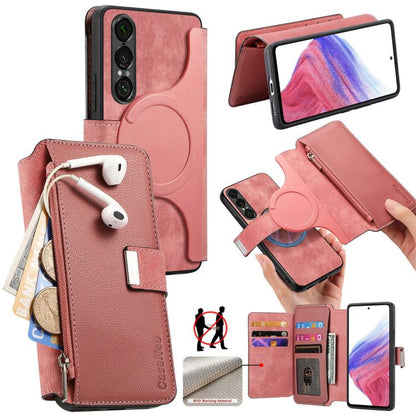 CaseNeo MagSafe RFID Anti-theft Zipper Wallet Retro Leather Phone Case, For Sony Xperia 10 VII, For Sony Xperia 1 VII